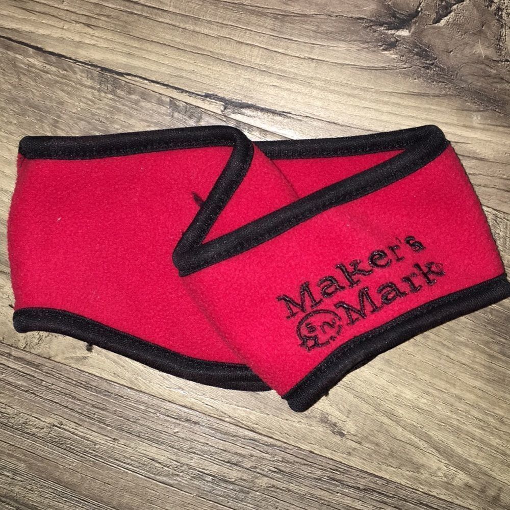 Maker’s Mark Kentucky Bourbon Whiskey red fleece ski snowboard ear muff headband